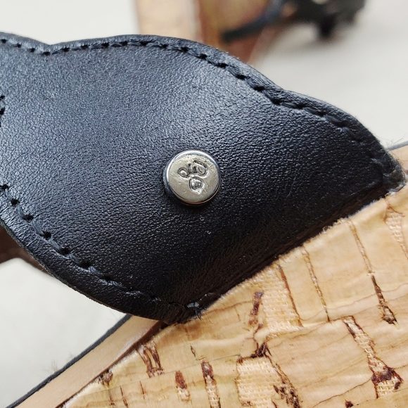 SAM EDELMAN Ralphie Black Cork Wedge Sandals 8 - Picture 8 of 11